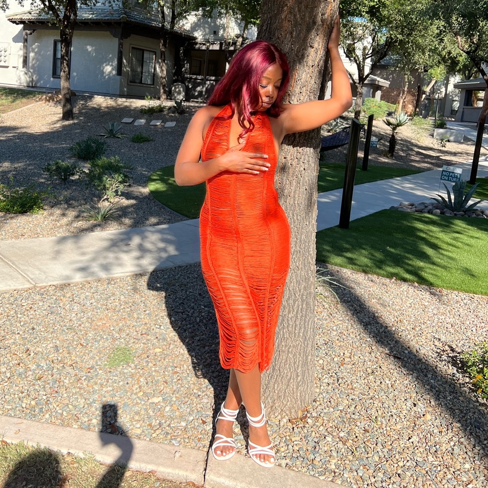 Halter Neck Cutout Cover Up Dress 🧡